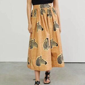 NWT Sika x Anthropologie Zebra Print Midi Skirt Size 6